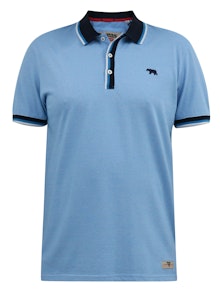 D555 Bayton 1-Streifen-Jersey-Poloshirt mit gerippten Kragenbündchen, Himmelblau